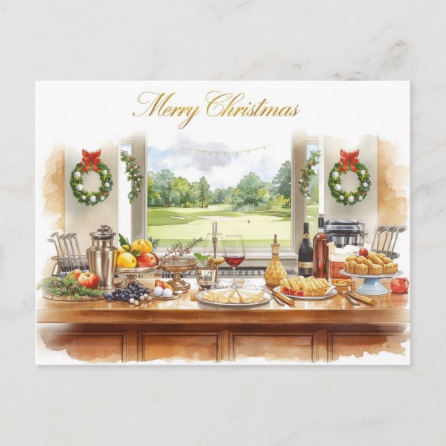 Postal Festiva Golf Merry Christmas from Golf Course Clubhouse (Anverso)