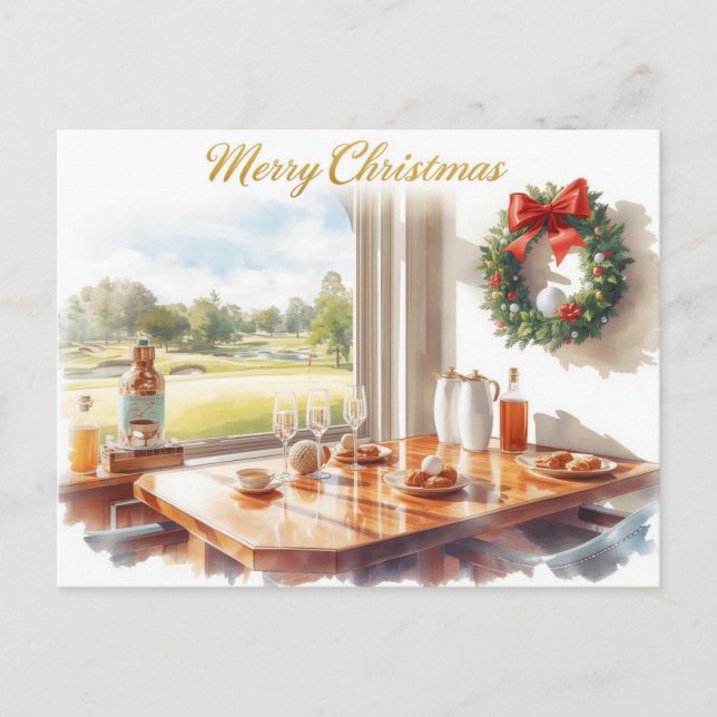 Postal Festiva Golf Merry Christmas from Golf Course Clubhouse (Anverso)