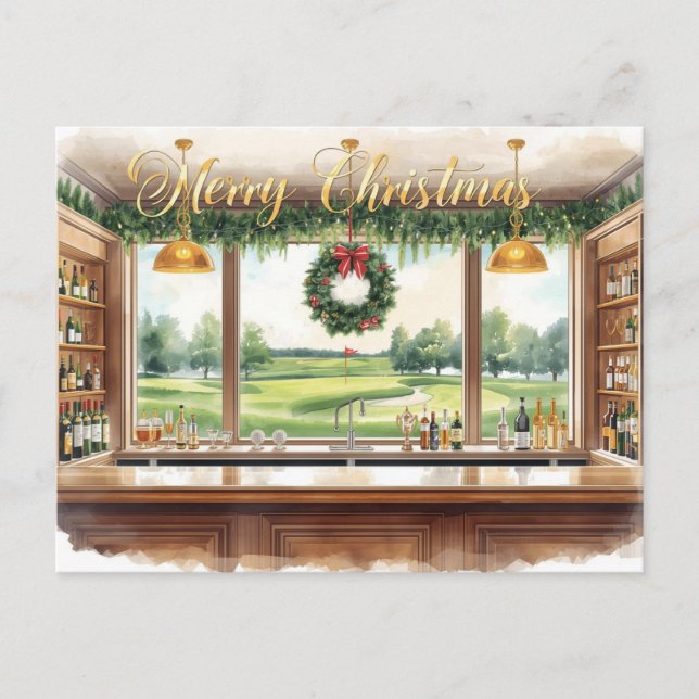 Postal Festiva Golf Merry Christmas from Golf Course Clubhouse (Anverso)