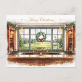 Postal Festiva Golf Merry Christmas from Golf Course Clubhouse