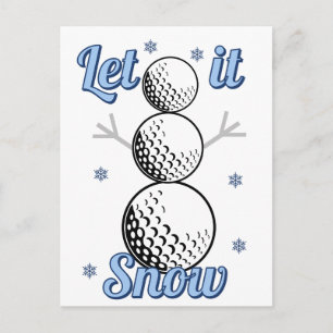 Postal Festiva Golf Muñeco de Nieve Deja que Nieve 