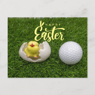 Postal Festiva Golf para Feliz Pascua con huevos y boleta de golf