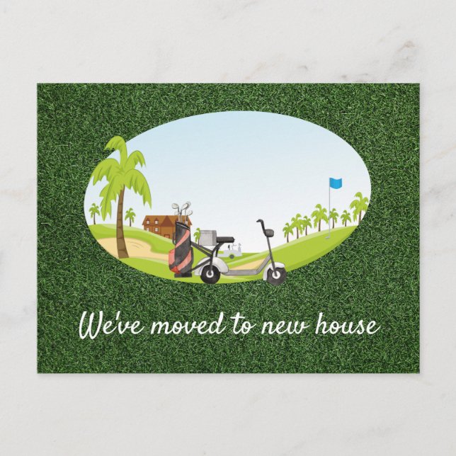 Postal Festiva Golf que nos hemos mudado a la nueva casa (Anverso)