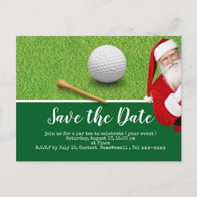 Postal Festiva Golf salva la fecha con Santa Claus para Navidades (Anverso)