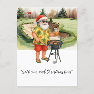 Postal Festiva Golf Santa Claus celebra Navidades en julio
