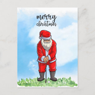Postal Festiva Golf Santa Claus: golf para Navidades