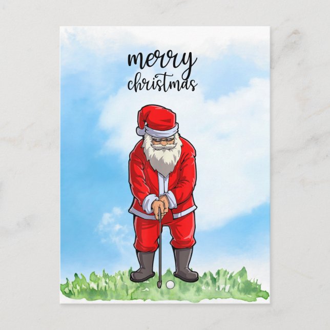 Postal Festiva Golf Santa Claus: golf para Navidades (Anverso)