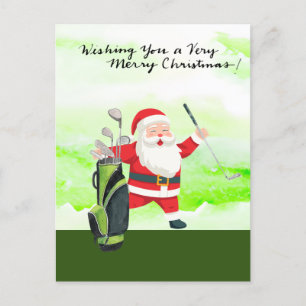 Postal Festiva Golf Santa Claus Golfer Navidades Golf