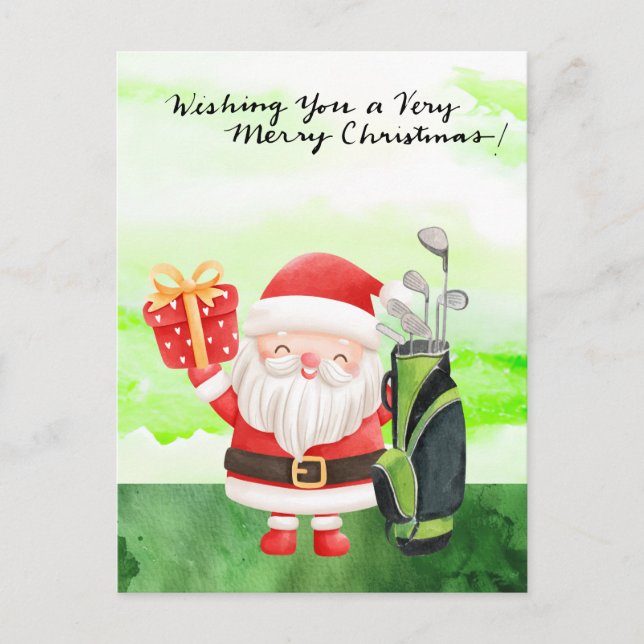 Postal Festiva Golf Santa Claus Golfer Navidades Golf (Anverso)