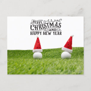 Postal Festiva Golf Santa Hat en Navidades y Año Nuevo