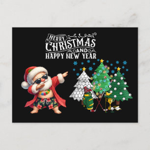 Postal Festiva Golf Season Grey con carrito de golf y flamingo