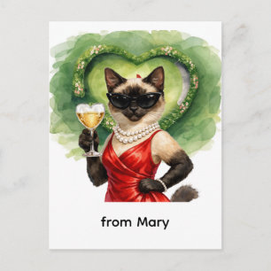 Postal Festiva Golfista Feliz Día de San Valentín – Gato Siames G