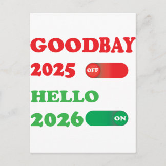 Postal Festiva Goodbye 2025 Hello 2026 Toggle Card Design
