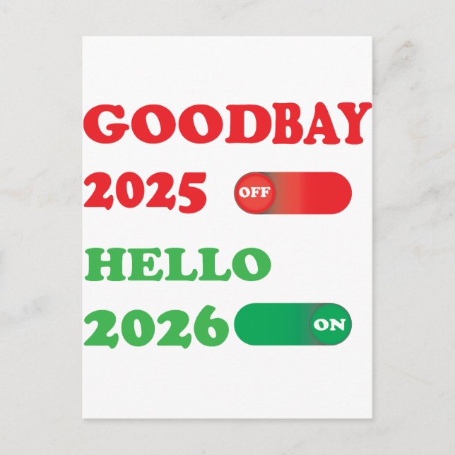 Postal Festiva Goodbye 2025 Hello 2026 Toggle Card Design (Anverso)