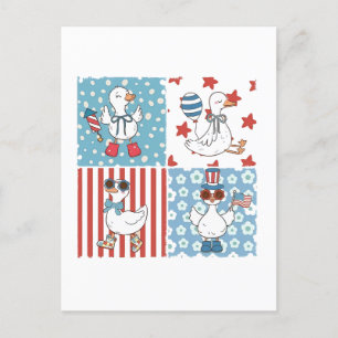 Postal Festiva Goose American Flag Memorial Day 4 De Julio