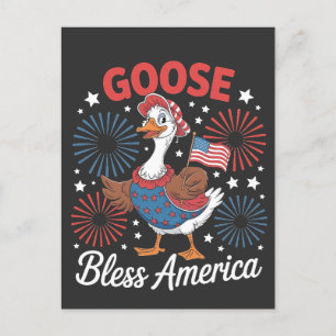 Postal Festiva Goose Bless America Ganó Ave 4 De Julio