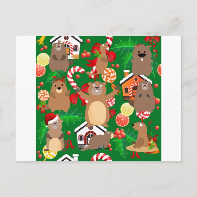 Postal Festiva Gopher de Santa navidades (Anverso)