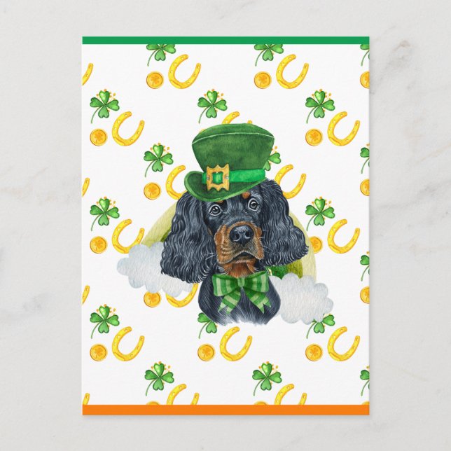 Postal Festiva Gordon Setter Shamrock St Patricks Day (Anverso)