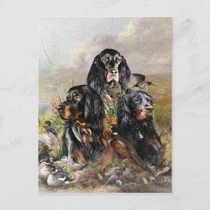 Postal Festiva Gordon Setters , Pasión por las Aves , Arte