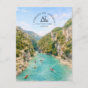 Postal Festiva Gorges Du Verdon Acuarela del sureste de Francia