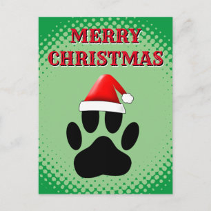Postal Festiva Gorra de Dog Pawprint Santas