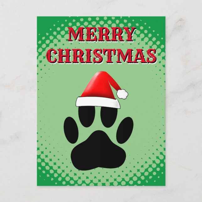 Postal Festiva Gorra de Dog Pawprint Santas (Anverso)