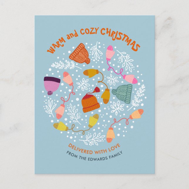 Postal Festiva Gorras de punto y Mittens Winter Set (Anverso)