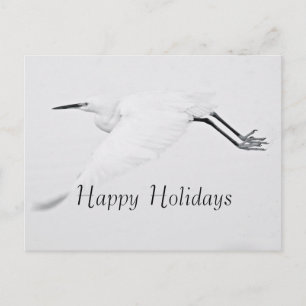 Postal Festiva Gracia de una Garza Felices Fiestas