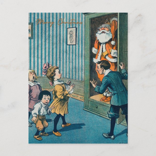 Postal Festiva Gracia santa claus arte vintage (Anverso)
