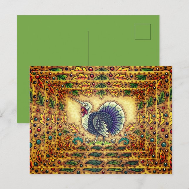 POSTAL FESTIVA GRACIAS A TURQUÍA UNICORN, FANTASÍA BLANCA, (Anverso / Reverso)