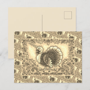 POSTAL FESTIVA GRACIAS A TURQUÍA UNICORN, FANTASÍA BLANCA,