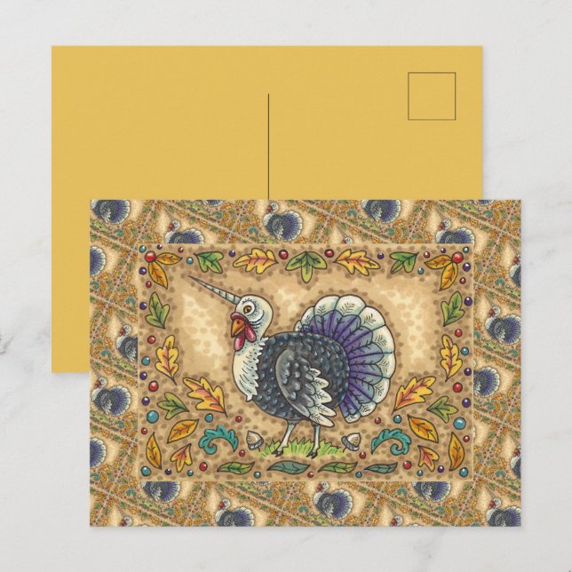 POSTAL FESTIVA GRACIAS A TURQUÍA UNICORN, FANTASÍA BLANCA, (Anverso / Reverso)
