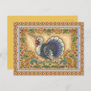 POSTAL FESTIVA GRACIAS A TURQUÍA UNICORN, FANTASÍA BLANCA,