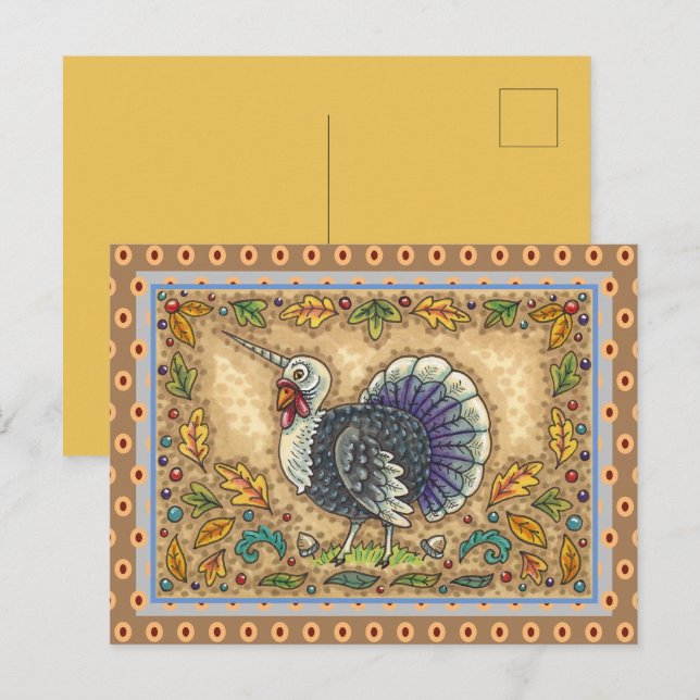 POSTAL FESTIVA GRACIAS A TURQUÍA UNICORN, FANTASÍA BLANCA, (Anverso / Reverso)