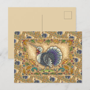 POSTAL FESTIVA GRACIAS A TURQUÍA UNICORN, FANTASÍA BLANCA, HO