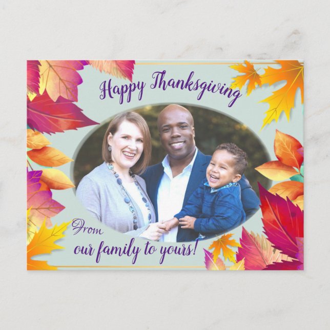 Postal Festiva Gracias de su familia de fotos (Anverso)