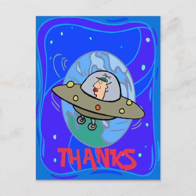 Postal Festiva GRACIAS, desde el espacio exterior, cambiar texto (Anverso)