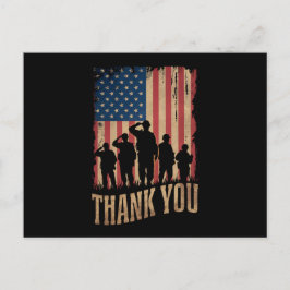 Postal Festiva Gracias Día de los Veteranos Bandera Americana Vin