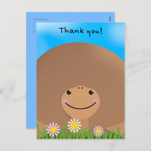 Postal Festiva Gracias Por Cualquier Tortuga Con Flores.