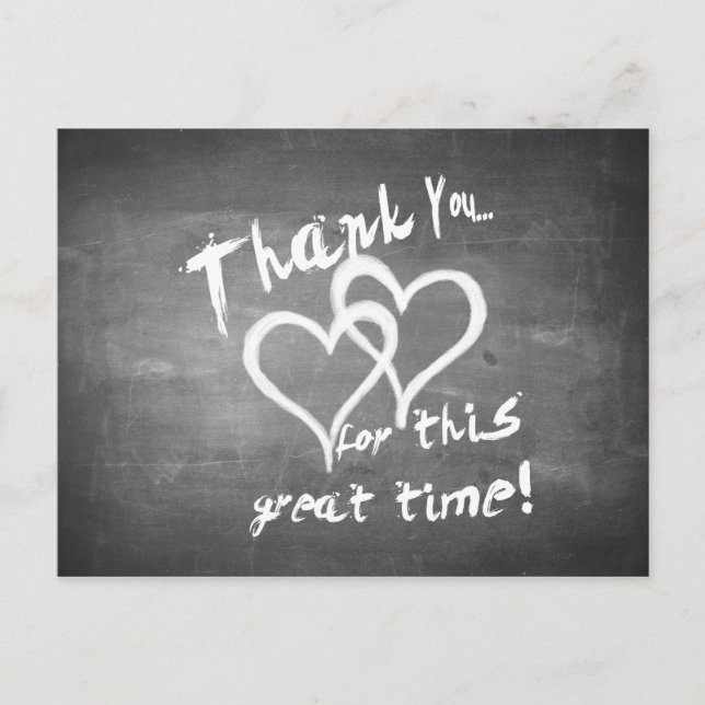 Postal Festiva Gracias por este gran tiempo en una pizarra de tiz (Anverso)