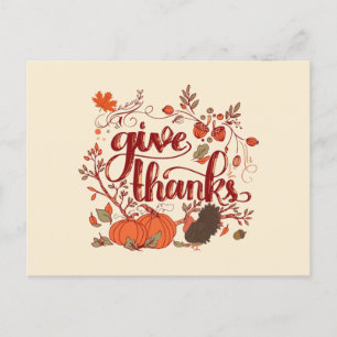 Postal Festiva Gracias por la cosecha de otoño, Acción de Gracias
