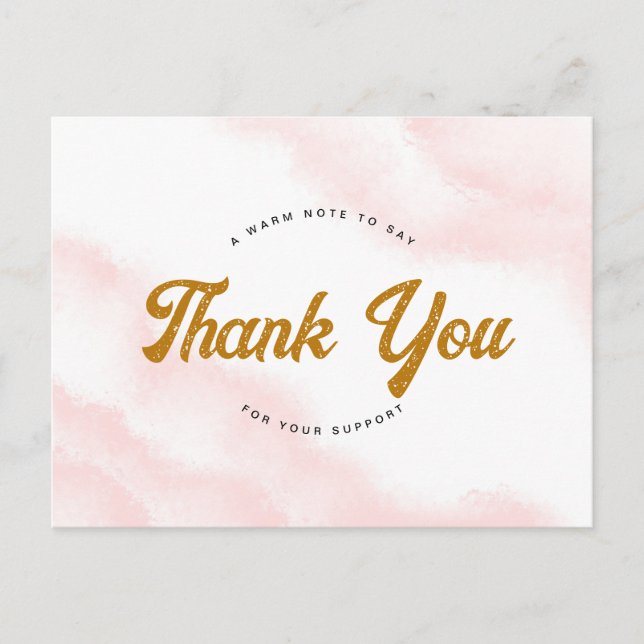 Postal Festiva Gracias Postcard Gold Text Watercolor Style (Anverso)