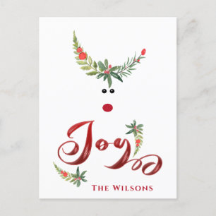 Postal Festiva Graciosa y caprichosa alegría holly de renos no fo