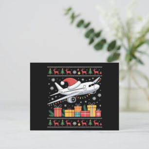 Postal Festiva Gracioso árbol de alumbrado navideño de avión Sant