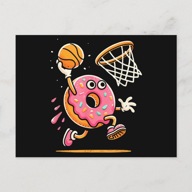 Postal Festiva Gracioso Donut Dunking Basketball Food Champ Sport (Anverso)