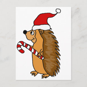 Postal Festiva Gracioso edgehog en el arte de los Navidades de Sa