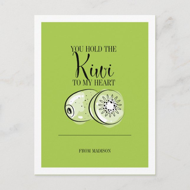 Postal Festiva Gracioso Fruit Pun Kiwi A Corazón (Anverso)