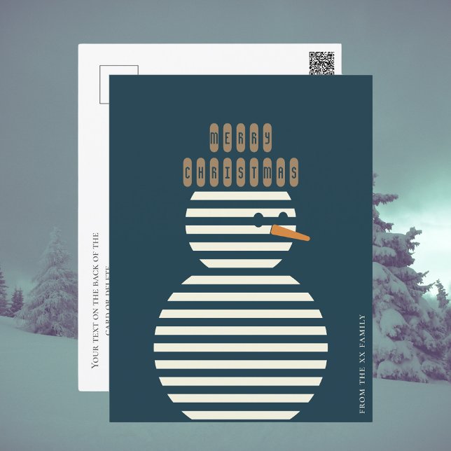 Postal Festiva Gracioso lindo helado snowman vacaciones modernas  (Subido por el creador)