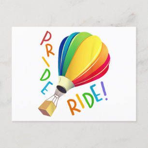 Postal Festiva Gracioso orgullo gay en globo aerostático con glob