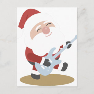 Postal Festiva Gracioso regalo de Navidades de guitarra de músico